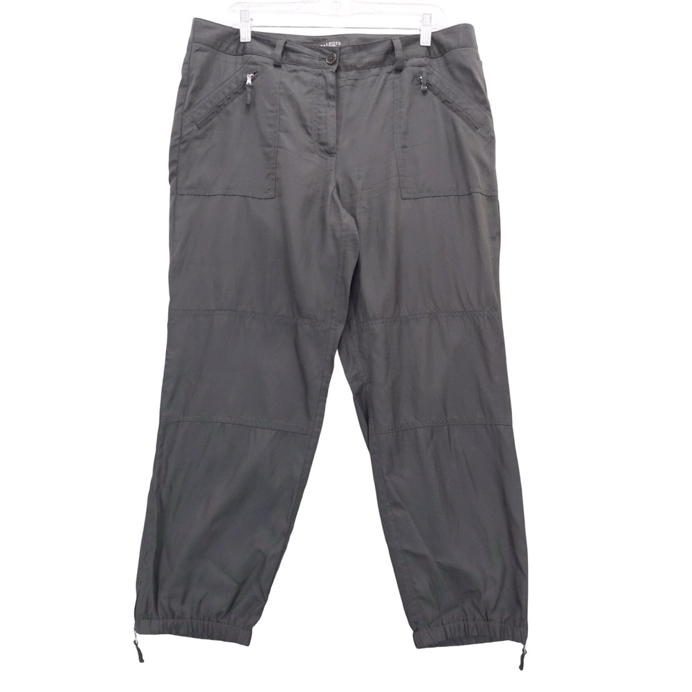 Talbots Signature Crop Pants‎ Womens Size 12 Gray Ankle Zip Jogger Lightweight
